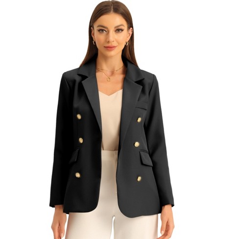 Allegra K Women's Work Office Notched Lapel Long Sleeve Double Breasted Blazer - image 1 of 4