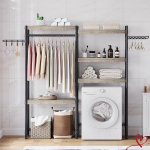 28"/30" Double Row Over Washer and Dryer Shelves, Freestanding 5 Tiers Laundry Room Storage and Organizer Standing Shelf - 1 of 4