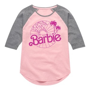 Girls' - Barbie - Sun and Beaches Shirt Tail Raglan Graphic T-shirt - 1 of 3