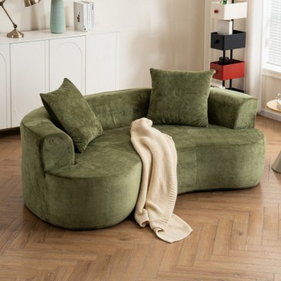 Modern Deep Seat Sofa with 2 Pillows, Upholstered Chaise Sofas for Small Living Room, Apartment or Lounge Area-Maison Boucle