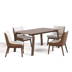 HOMES: Inside + Out 5pc Forest Wisp Mid-Century Modern Dining Room Set Walnut - 1 of 4