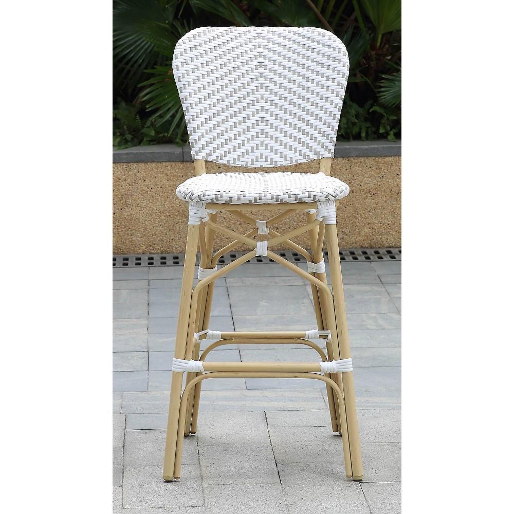 Aster 2pk Wicker Patio Bar Height Chairs – Gray/White – miBasics For Sale