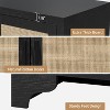 Rattan Buffet Cabinet, Small Storage with Doors and Shelves, Wooden Sideboard for Living Room, Dining Room, Kitchen, Natural Oak - 4 of 4