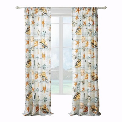 Greenland Home Fashions Kona Luxurious 3" Rod Pocket Curtain Panel Pair with Tiebacks 42" x 84" Ocean