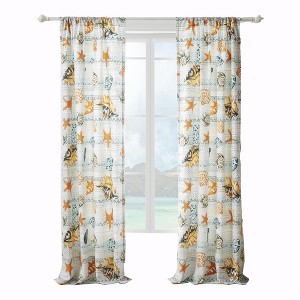 Greenland Home Fashions Kona Luxurious 3" Rod Pocket Curtain Panel Pair with Tiebacks 42" x 84" Ocean - 1 of 4