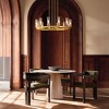 Rennnsan Mavita 35" W 12 -Light Glass Dimmable Mid-Century Wagon Wheel Chandelier in Brushed Gold & Black - 2 of 4