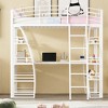 Twin Size Loft Bed with 4 Layers of Shelves and L-shaped Desk, Stylish Metal Frame Bed with a set of Sockets, USB Ports and Wireless Charging, Black - 2 of 4