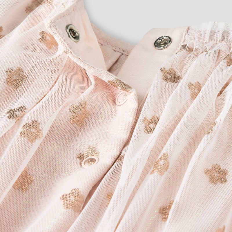 Baby Girls' Spring Floral Printed Tulle Dress - Cat & Jack™ Peach Orange, 4 of 6