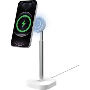 iHome Magnetic MagSafe Charger Stand, Adjustable 10W Wireless Charging Holder for iPhone 12 & Up, Includes 18W Wall Charger - 1 of 4