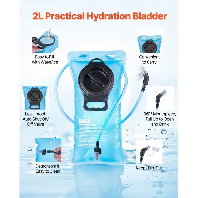 VEVOR Hydration Backpack with 2L TPU Water Bladder, Hydration Pack Backpack, Lightweight Hiking Water Backpack for Men Women, Black&Orange — фото 3