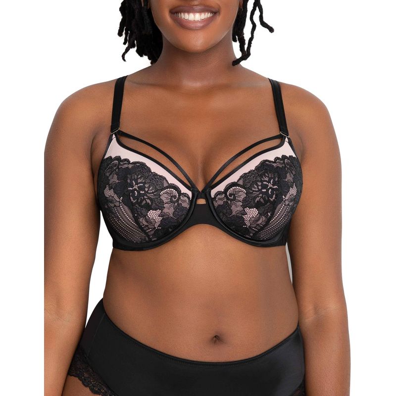 Curvy Couture Women's Strappy Tulip Lace Push Up Bra, 6 of 6
