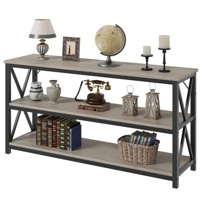 Whizmax 55" Industrial Console Table, 3-Tier Entryway Table with Storage Shelves, Long Sofa Table for Hallway, Living Room, Bedroom, Entrance