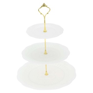Unique Bargains Round 3-Layer Cake Display Holder with Layered Serving Tray for Pastries Donuts and Fruits - 1 of 4