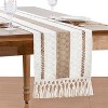 Wikineon Boho Table Runner:Burlap 72 Inch Long Rustic Runner with Tassels for Home Decor (Cream & Brown) - 3 of 4