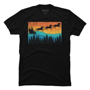 Men's Design By Humans Retro Christmas Horse Riding Santa Vintage 70s 80s Xmas By pahari T-Shirt - 1 of 4