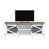 GustoWave Farmhouse TV Stand for TVs up to 65'', Sliding Barn Door with Open Storage, White & Brown - 4 of 4