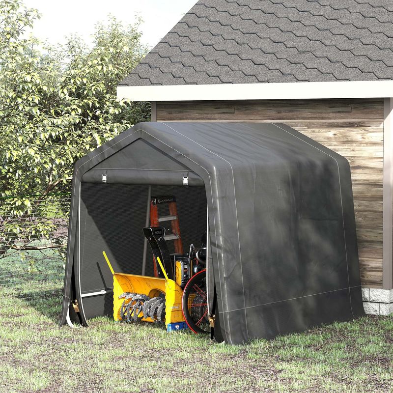 Outsunny Outdoor Walk-In Tunnel Greenhouse Hot House with Roll-up Windows, Zippered Door, PE Cover, 3 of 8