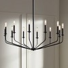 Franklin Iron Works Milanese Slender Black Chandelier 37 1/2" Wide Modern Industrial 12-Light Candelabra Fixture for Dining Room - 2 of 4