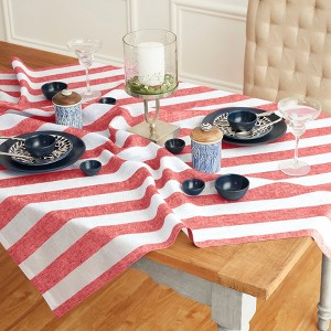 Solino Home Striped Linen Table Throw | Cabana Stripe - 1 of 4