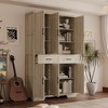 FUFU&GAGA Stylish  Multifunctional Bookcase Display Cabinet with Adjustable Shelves, Drawers & Safety Features - 3 of 4