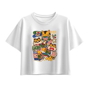 Girls' - Instant Message - Kpop Streetwear Girl Short Sleeve Boxy Graphic T-Shirt - 1 of 2