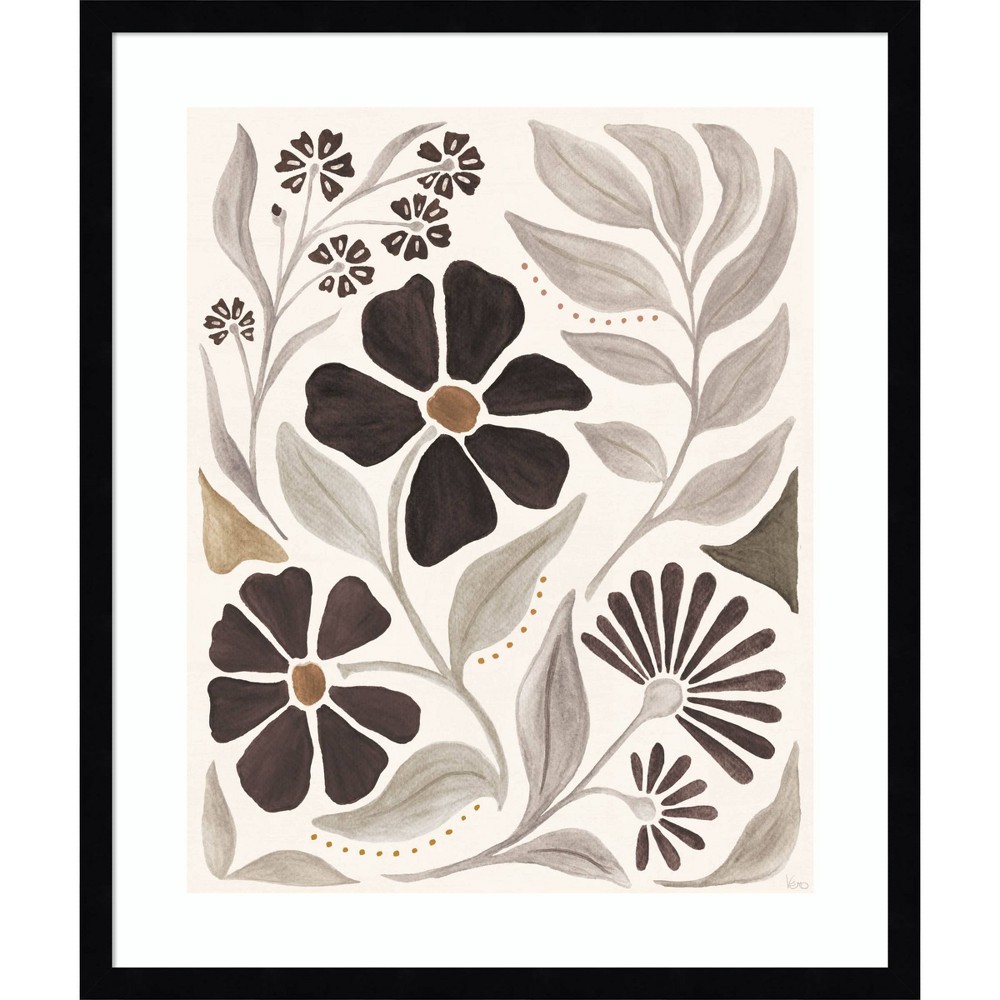 Amanti Art Modern Petals III Neutral by Veronique Charron Wood Framed Wall Art Print