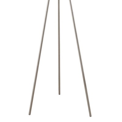 Silver Pacific Tripod Metal Floor Lamp with Grey Glass Shade
