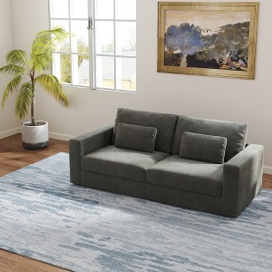 LOVMOR 83" Modern Sofa Couch for Living Room, 3 Seater Deep Seat Sofa with Upholstered Cushion and 2 Pillows , for Small Space, Apartment, Office - 1 of 4