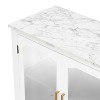 Gulches 47 in W x 15 in D x 34 in H White Solid Manufactured Wood Glass Free Standing Decorative Storage Cabinets with 3 Doors in Ancient White - 4 of 4