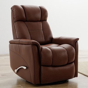 Global Home Bentley Leather Swivel Glider Recliner with Manual Adjustable Headrest & Footrest - 1 of 4