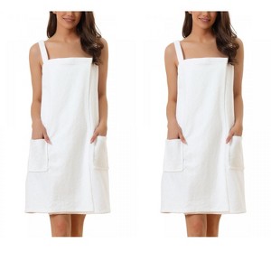 INSPIRE CHIC Women's 2 Pcs Sleeveless Towel Wrap Robe with Strap for Shower - 1 of 4