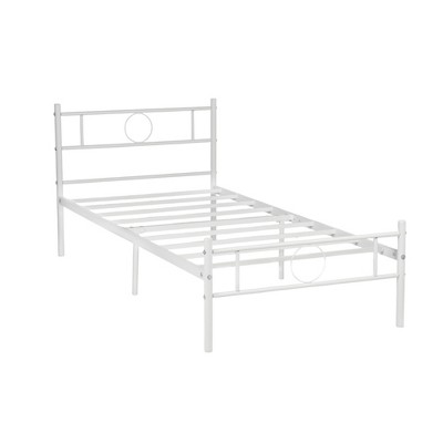 FurnitureR Twin Size Metal Bed Frame with Headboard and Footboard – Under Foundation Storage, No Box Spring Needed, Easy Assembly, White