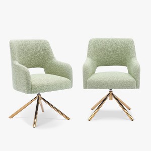 WestinTrends Genevieve Mid-Century Modern Upholstered Boucle Swivel Accent Chair (Set of 2) - 1 of 4