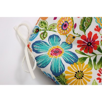 Scandinavian Floral Garden Tufted Chair Pads, Set of 2