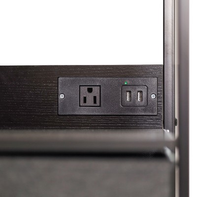 Charcoal Black 3-Drawer Nightstand with USB Charging Station