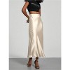 Women's Satin Maxi Skirt - High Waist A-Line Long Skirt for Elegant Office Wear Beige - 3 of 4