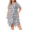 Agnes Orinda Women's Plus Size Short Sleeve Floral Cute Irregular Hem Nightgowns - 2 of 4
