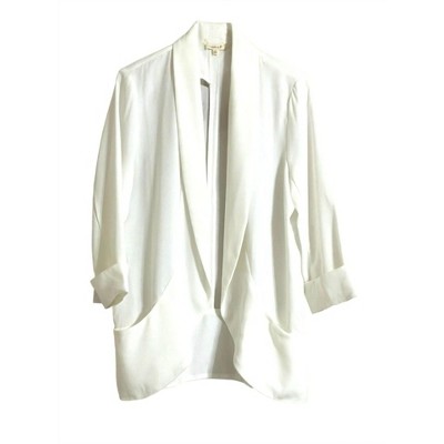 Women's Wo's Front Rolled Collar Open 3/4 Sleeve Shawl Blazer - GILLI