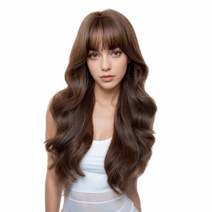 Alilang Women's Long Wavy Wig with Bangs , Heat-Resistant for Daily or Party Use - 1 of 4