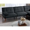 Okak Modern Adjustable Tufted Sofa Loveseat Sleeper Sofa, 2 seater Sofa Plush Couch with wooden legs for Small Apartments, living Room, Black - 3 of 4