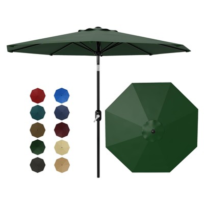 10FT Outdoor Patio Umbrella with 8 Sturdy Ribs, Table Umbrella with Push Button Tilt and Crank, UV Protection Waterproof (Blue)