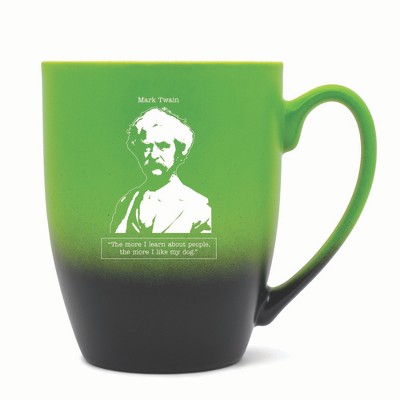 Elanze Designs The More I Learn About People The More I Like My Dog Two Toned Ombre Matte 10 ounce New Bone China Coffee Tea Cup Mug, Green and Black