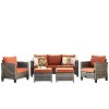 Ovios Tampa 5pc Wicker Outdoor Patio Furniture Conversation Sofa Set with Cushions - 2 of 4