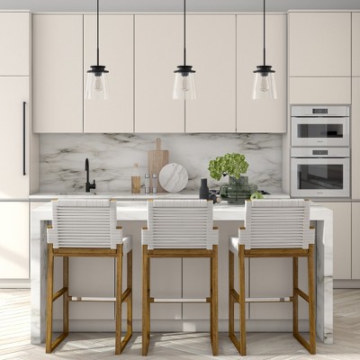 Blackened Bronze Adjustable Pendant Light with Clear Glass Shade