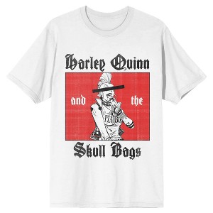 DC Comic Book Men's Harley Quinn & The Skull Bags White Graphic T-Shirt - 1 of 1
