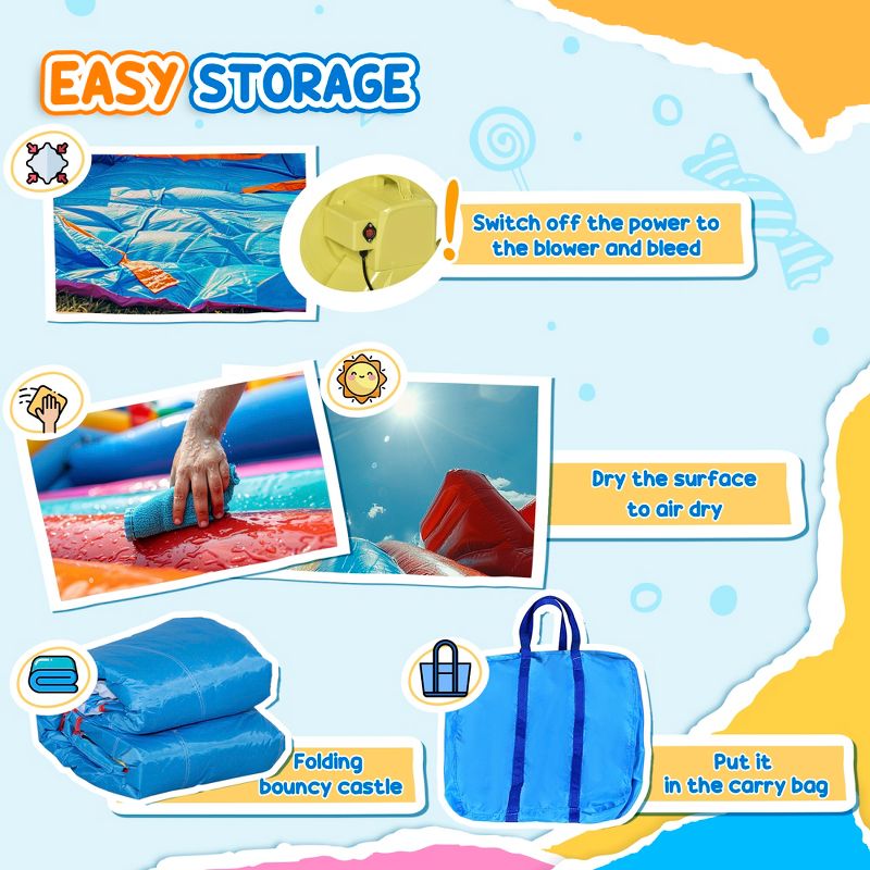 Outsunny 6-in-1 Inflatable Water Slide, Kids Water Park Castle Bounce House with Pool, Slide, Trampoline, Includes Carry Bag, without Air Blower, 5 of 7