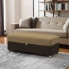 HomeRoots 54" Camel Espresso and Silver Chenille And Faux Leather Tufted Storage Ottoman - 2 of 4