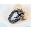 Anna-Kaci Vintage Inspired Crystal Rhinestone Victorian Lady Cameo Brooch Pin Maiden Flower Ribbon Bow Pendant - 3 of 4