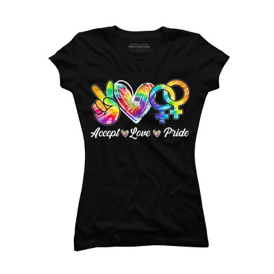 Adult Design By Humans Accept Love LGBTQIA+ Pride Tie Dye Rainbow By HARGOOT-Shirt