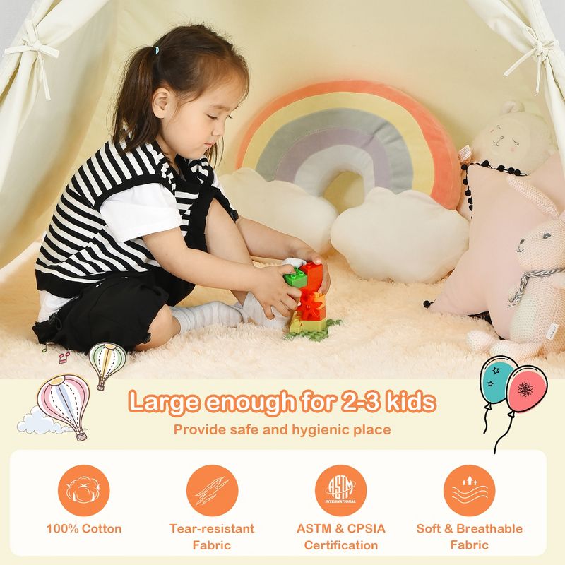 Costway Kids Canvas Play Tent Foldable Playhouse Toys for Indoor Outdoor, 4 of 11